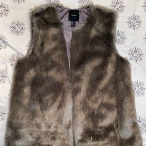 Grey Faux Fur Vest